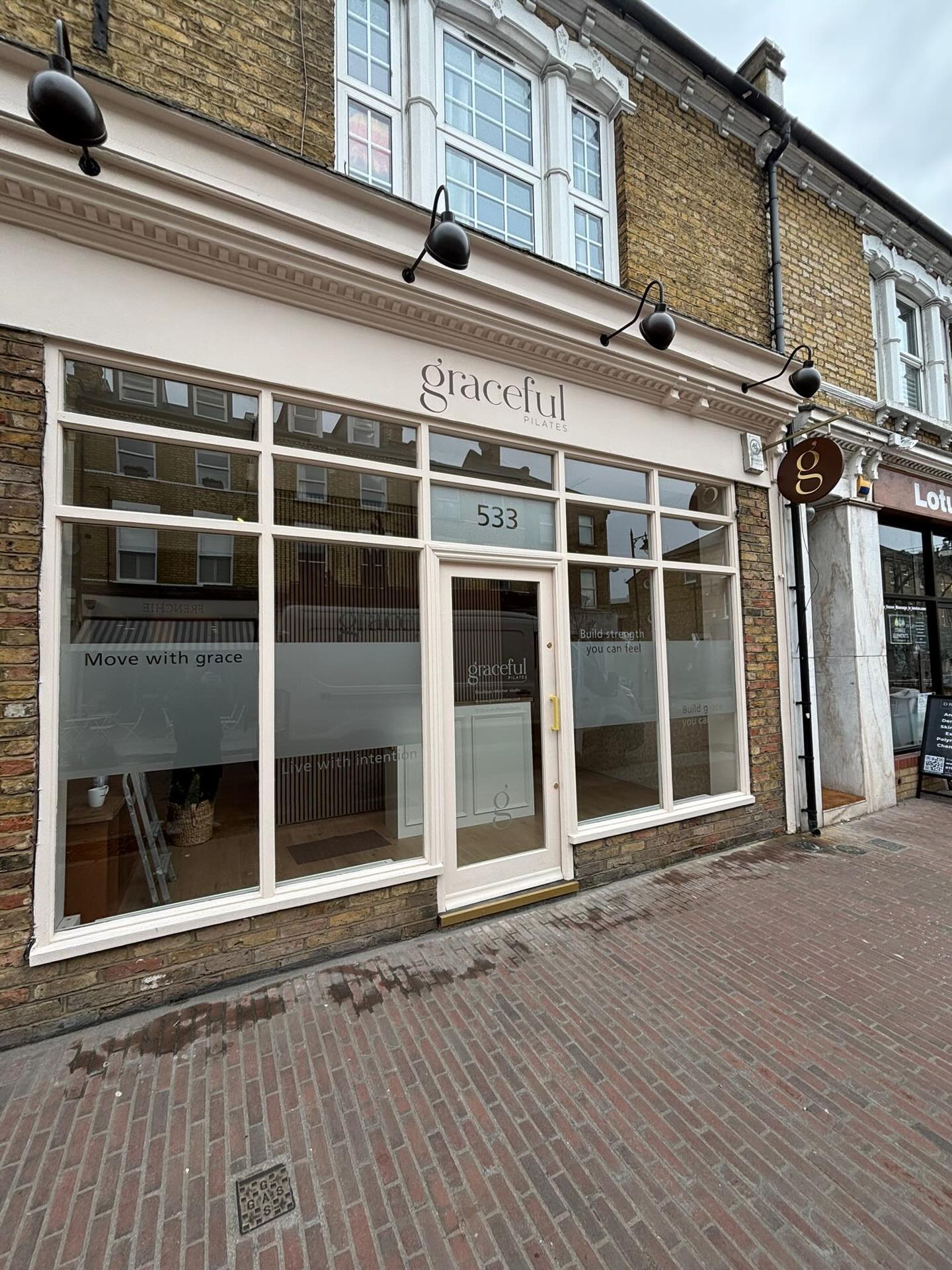 Graceful Pilates Studio bespoke signage design and fitting review London and the UK